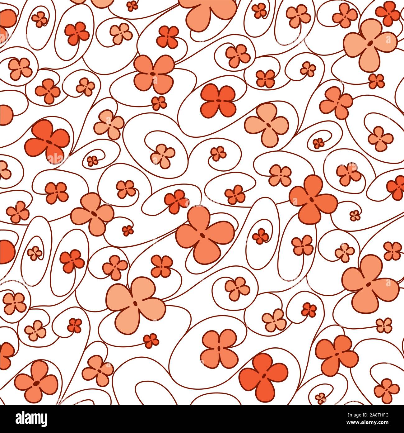 Swirly whimsical floral pattern in vector format. Stock Vector