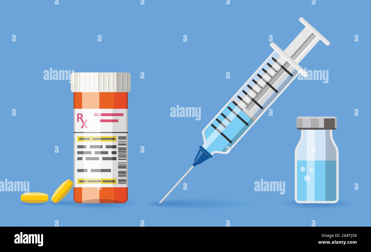 Plastic Medical Syringe and Vaccine Vial Icon Stock Vector Image & Art ...
