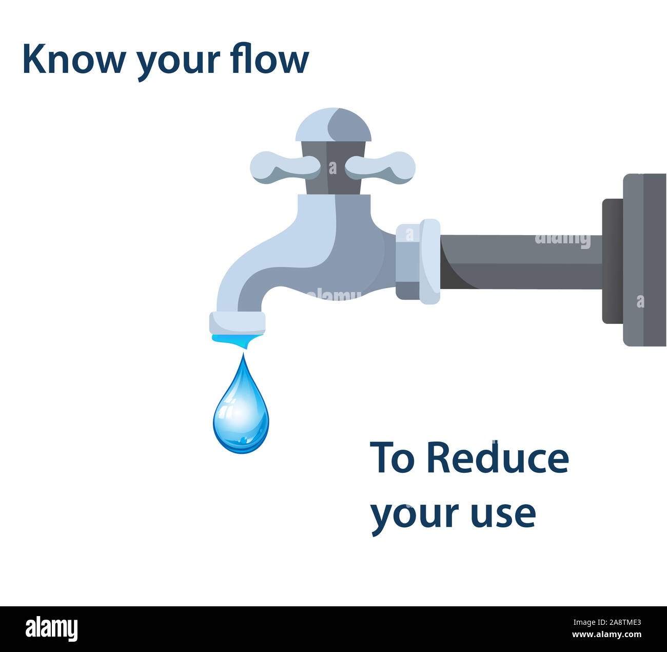 Know your flow to reduce your use of water.water drop from tap Stock