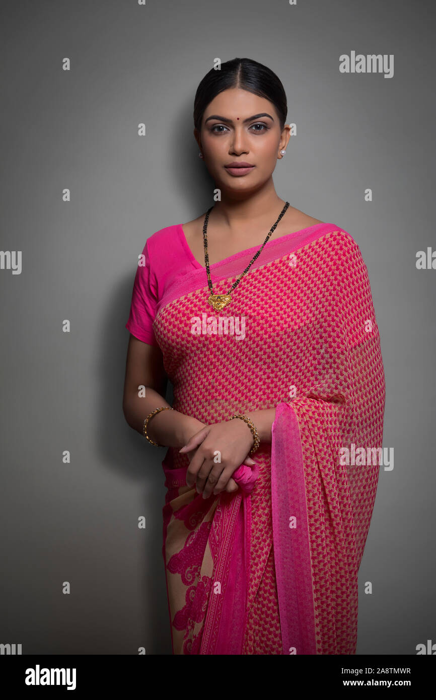Portrait of a young woman in saree Stock Photo
