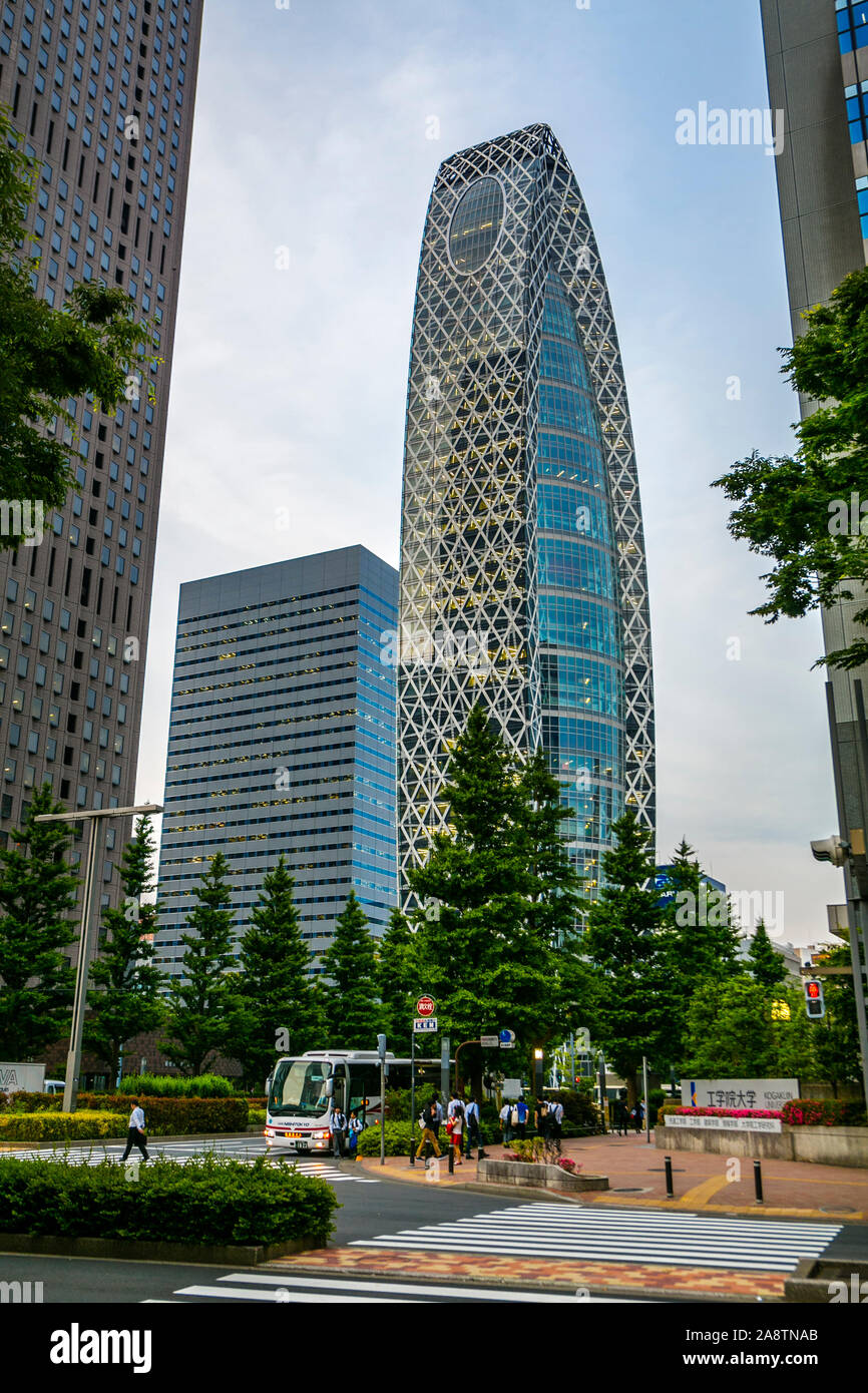 In the background Mode Gakuen Cocoon Tower by Kenzo Tange and Noritaka Tange. Shinjuku district, Tokyo, Japan, Asia Stock Photo