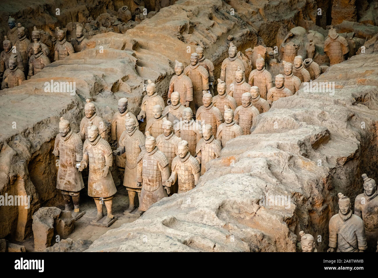 Excavated sculptures statues of the terracota army soldiers of Qin Shi Huang emperor, Xian