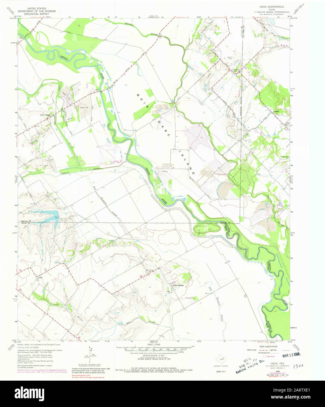 Usgs Topo Map Texas Tx India 110959 1959 24000 Restoration Stock