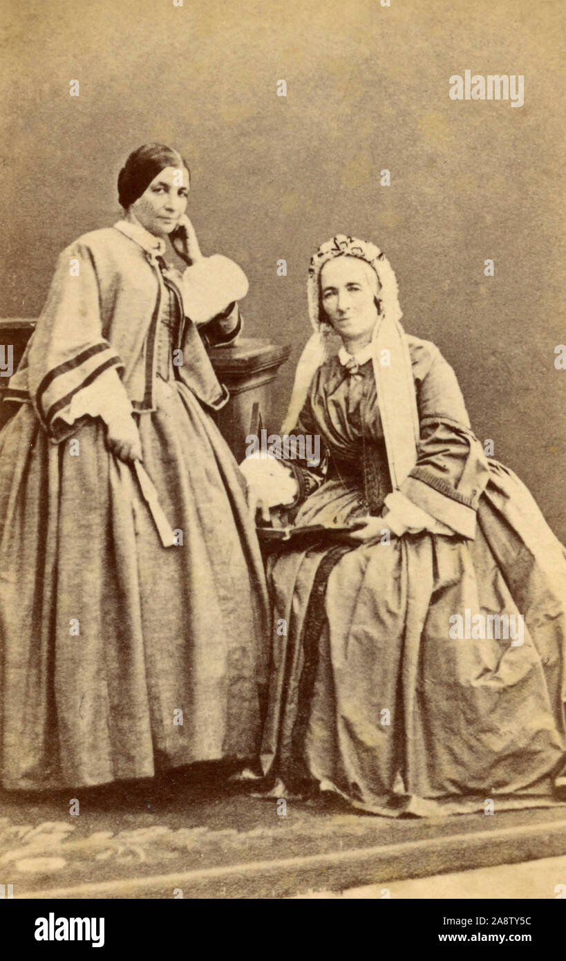 Portrait of two noblewomen, 1880s Stock Photo