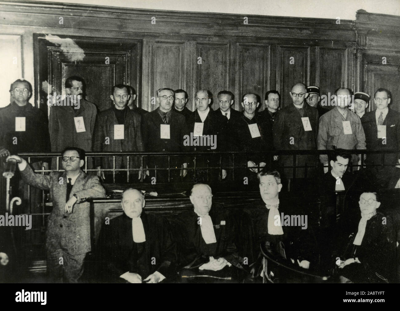 The trial of the Gestapo of Vichy, Lyon, France 1950 Stock Photo