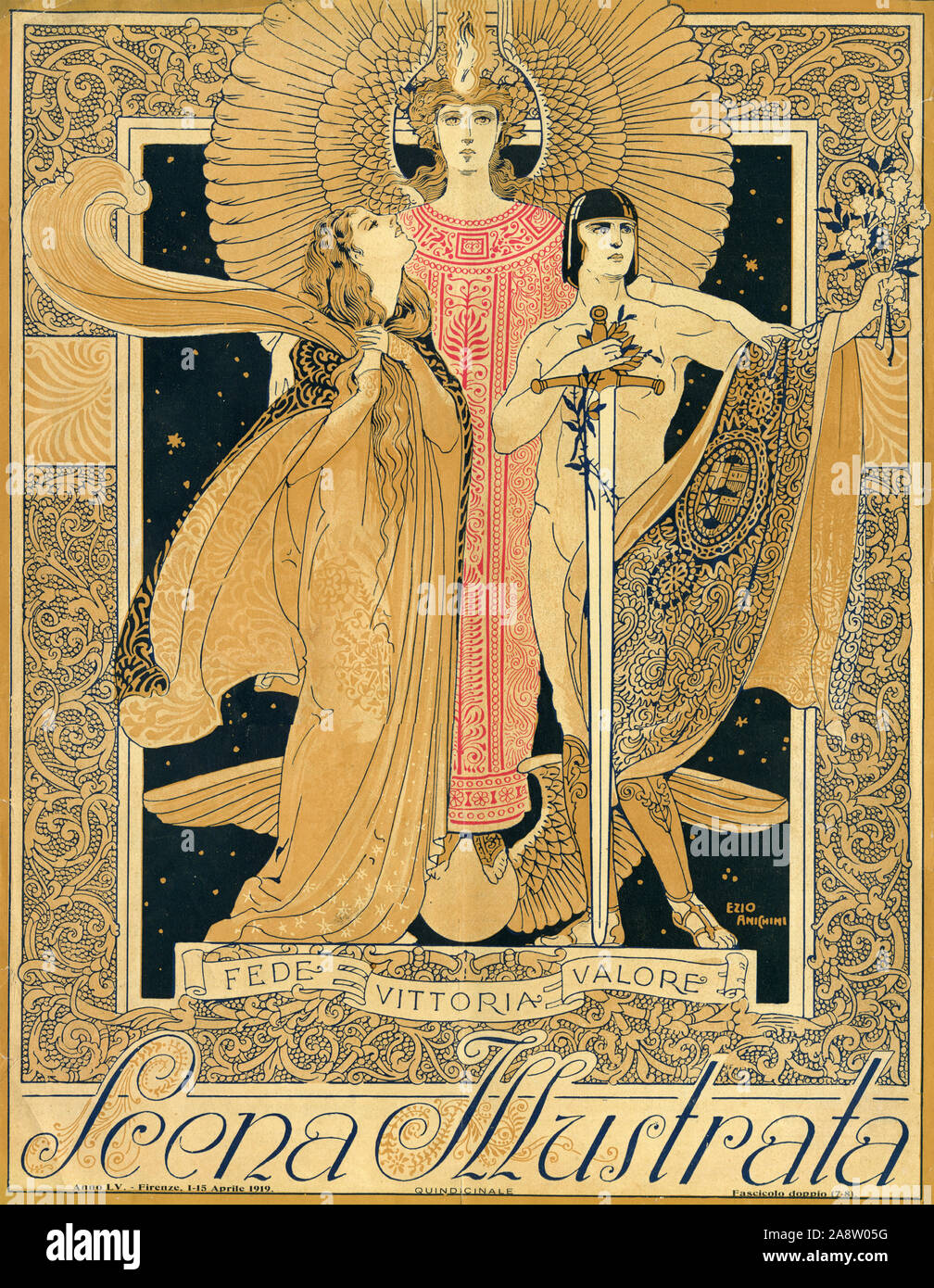 Front cover of the magazine Scena Illustrata, Italy 1919 Stock Photo