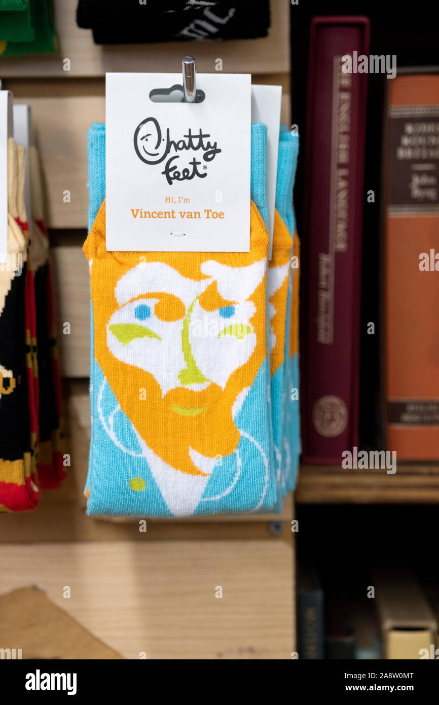 Vincent Van Gogh socks for sale at the Strand Book Store in Manhattan, New York City. Stock Photo