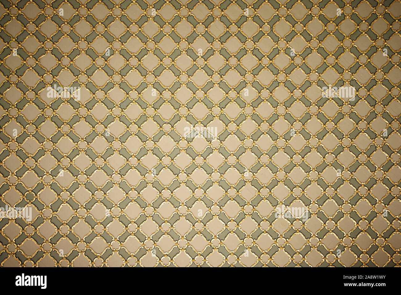 Photograph of carved wooden Islamic ceiling in full frame closeup