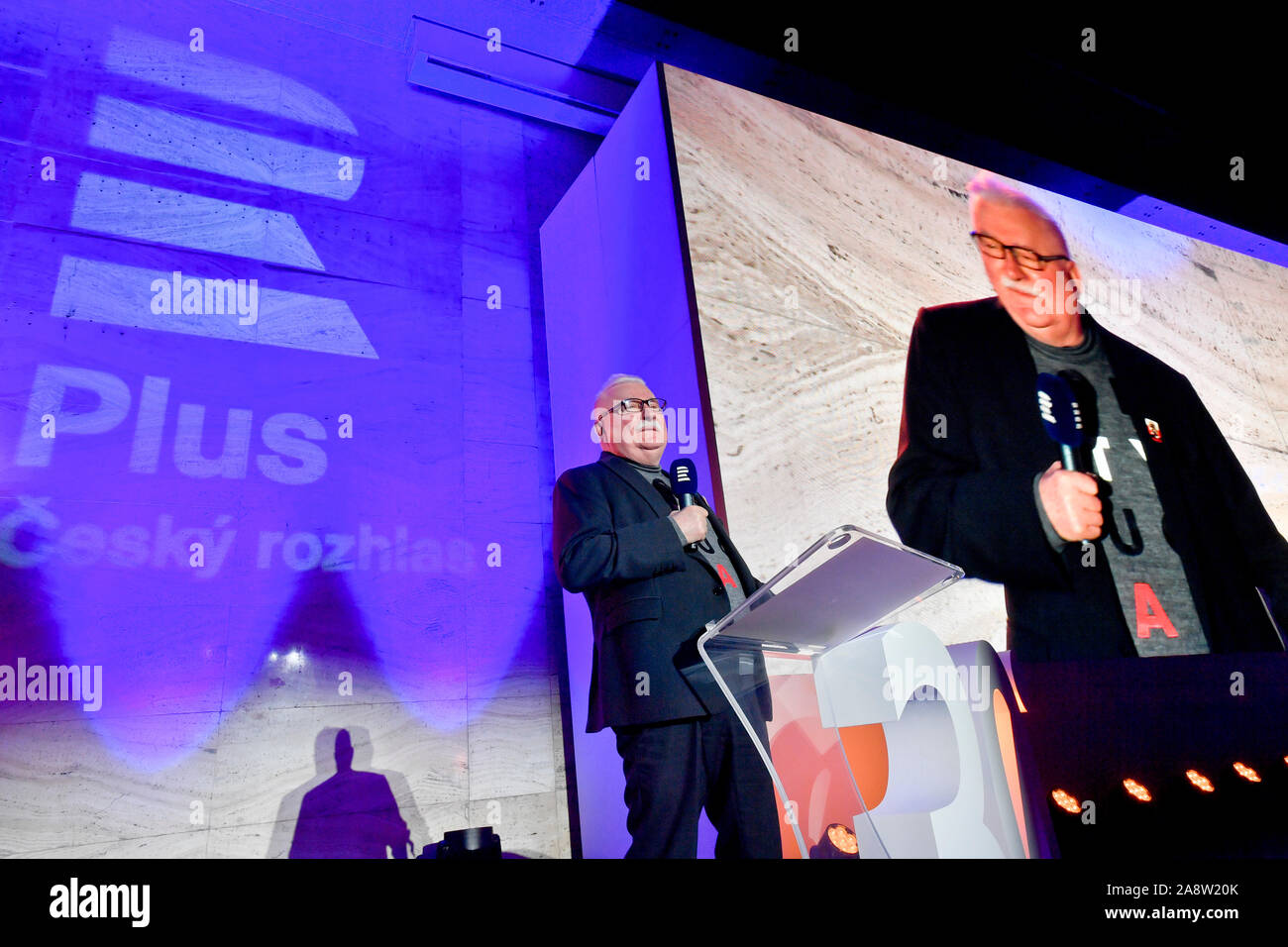 Prague, Czech Republic. 11th Nov, 2019. Former Polish president Lech Walesa speaks during the International conference Europe without Iron Curtain: 30 Years of Freedom, on November 11, 2019, in Prague, Czech Republic. Credit: Vit Simanek/CTK Photo/Alamy Live News Stock Photo