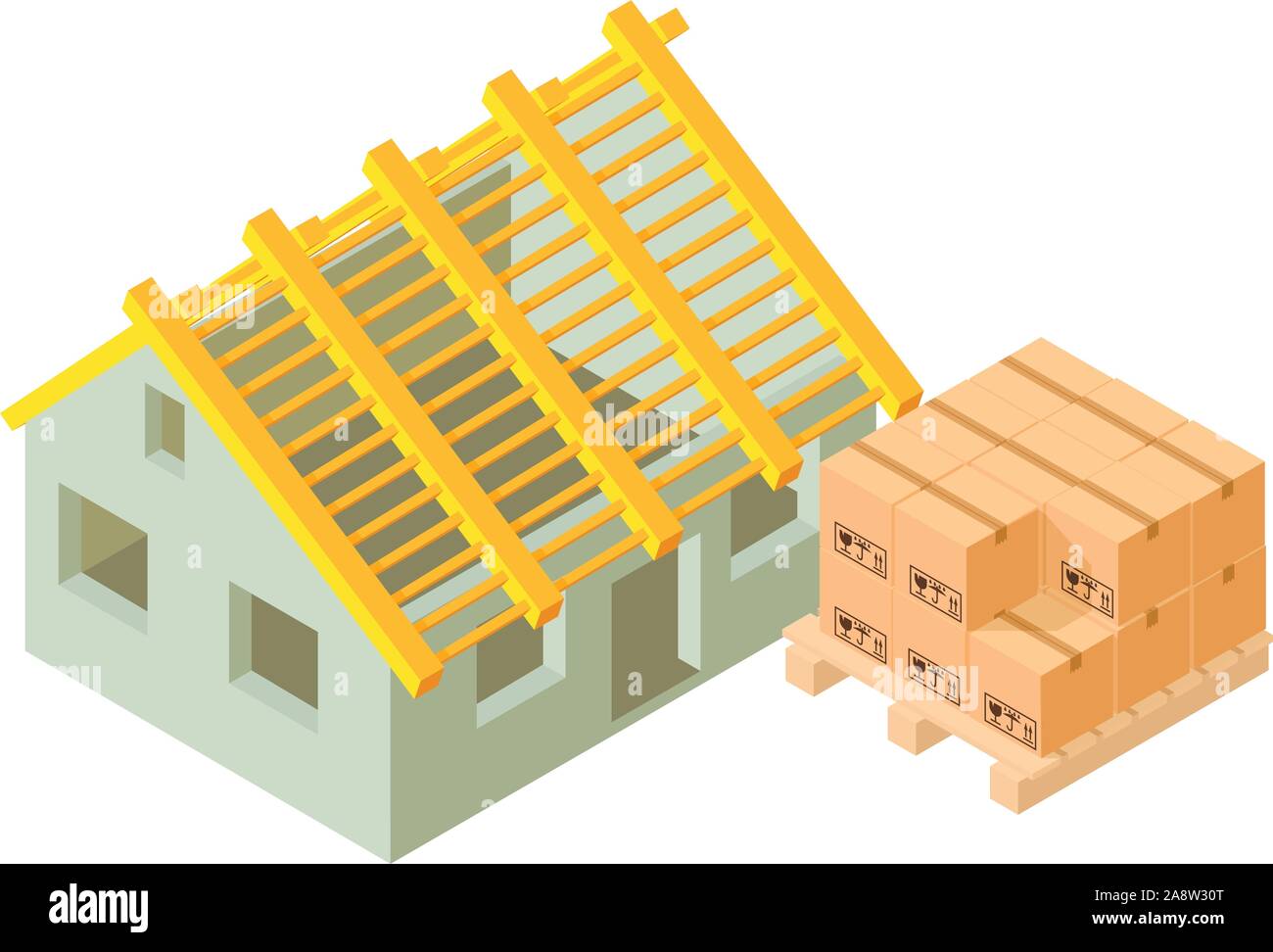 Home construction icon, isometric style Stock Vector