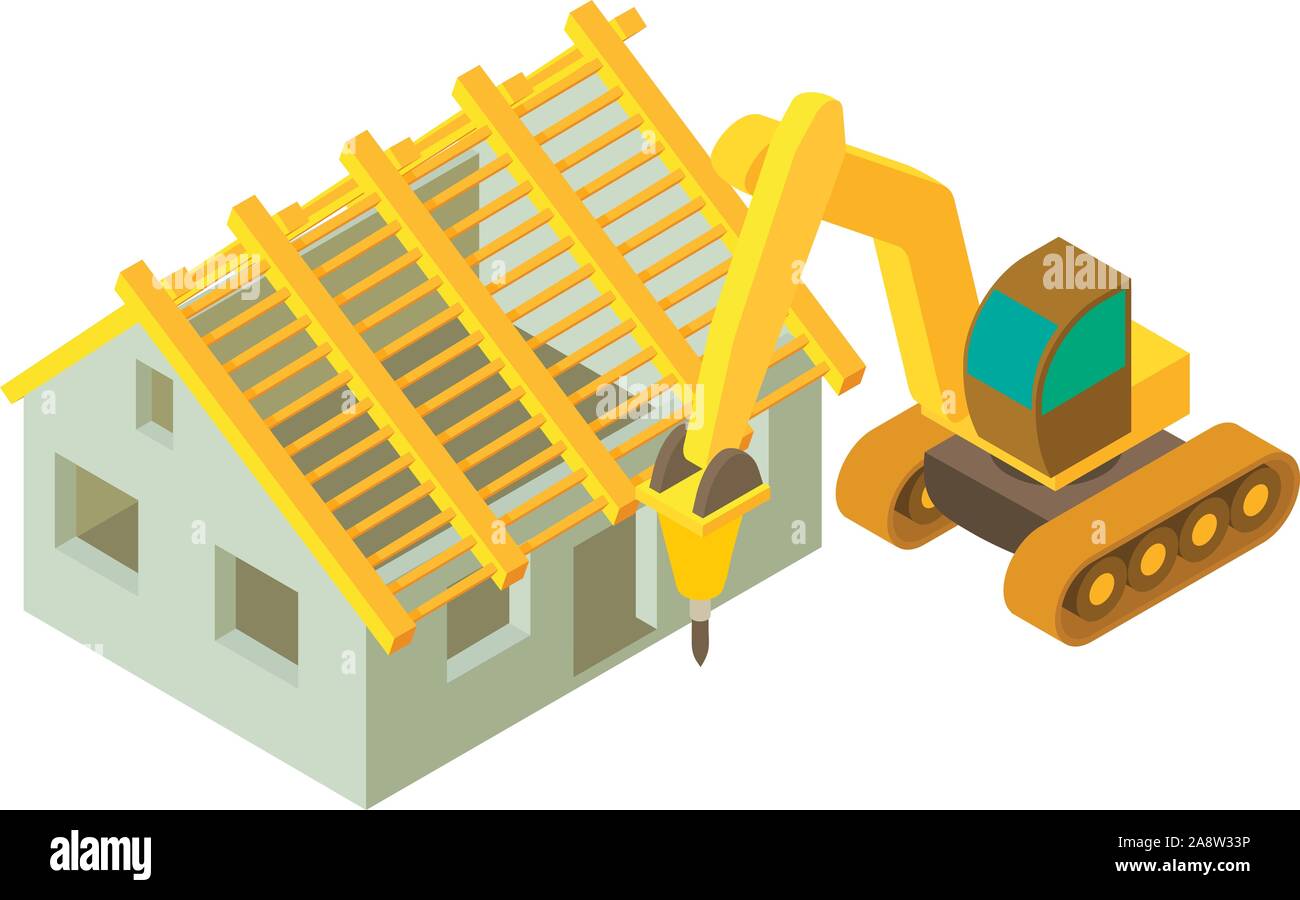 Construction site icon, isometric style Stock Vector