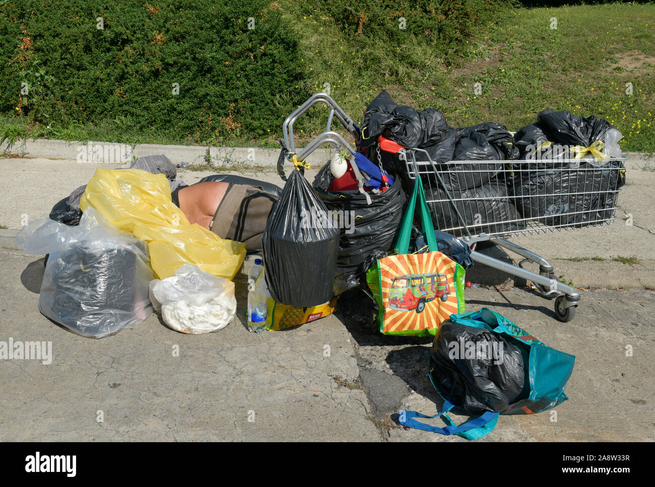 Obdachloser, Weissensee, Berlin, Deutschland Stock Photo