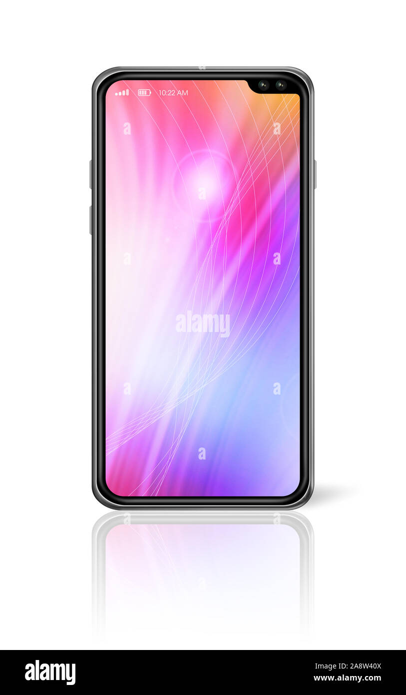 All-screen digital colorful blank smartphone mockup isolated on white ...