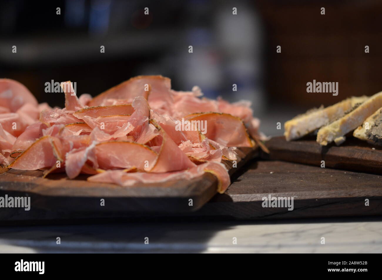 prosciutto, speck & mortadella close up view Stock Photo Alamy