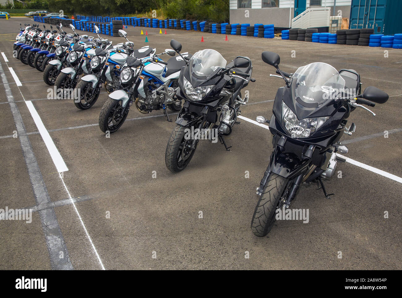 Motorbike Training School, Bolton, UK Stock Photo