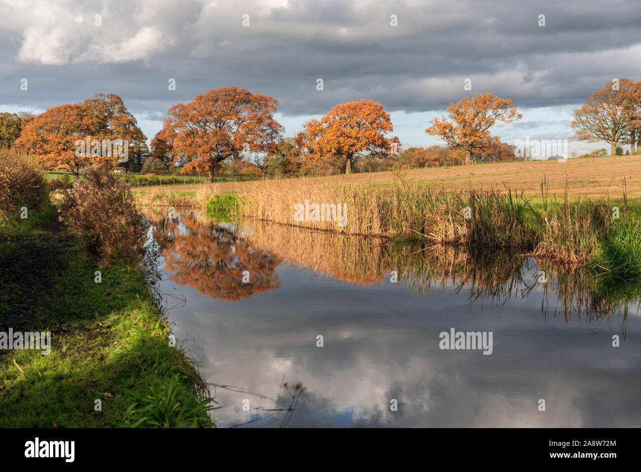 Autumn Reflections in the Lancaster Canal Stock Photo