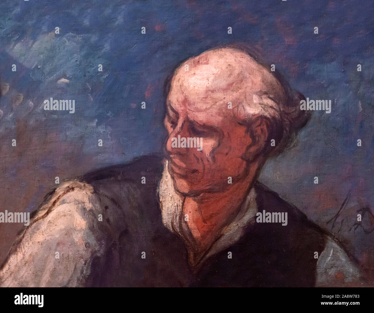 Head of a Man, Honore Daumier, circa 1885, Stock Photo