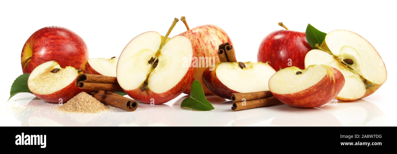 Apples Royal Gala - Panorama on white Background Stock Photo