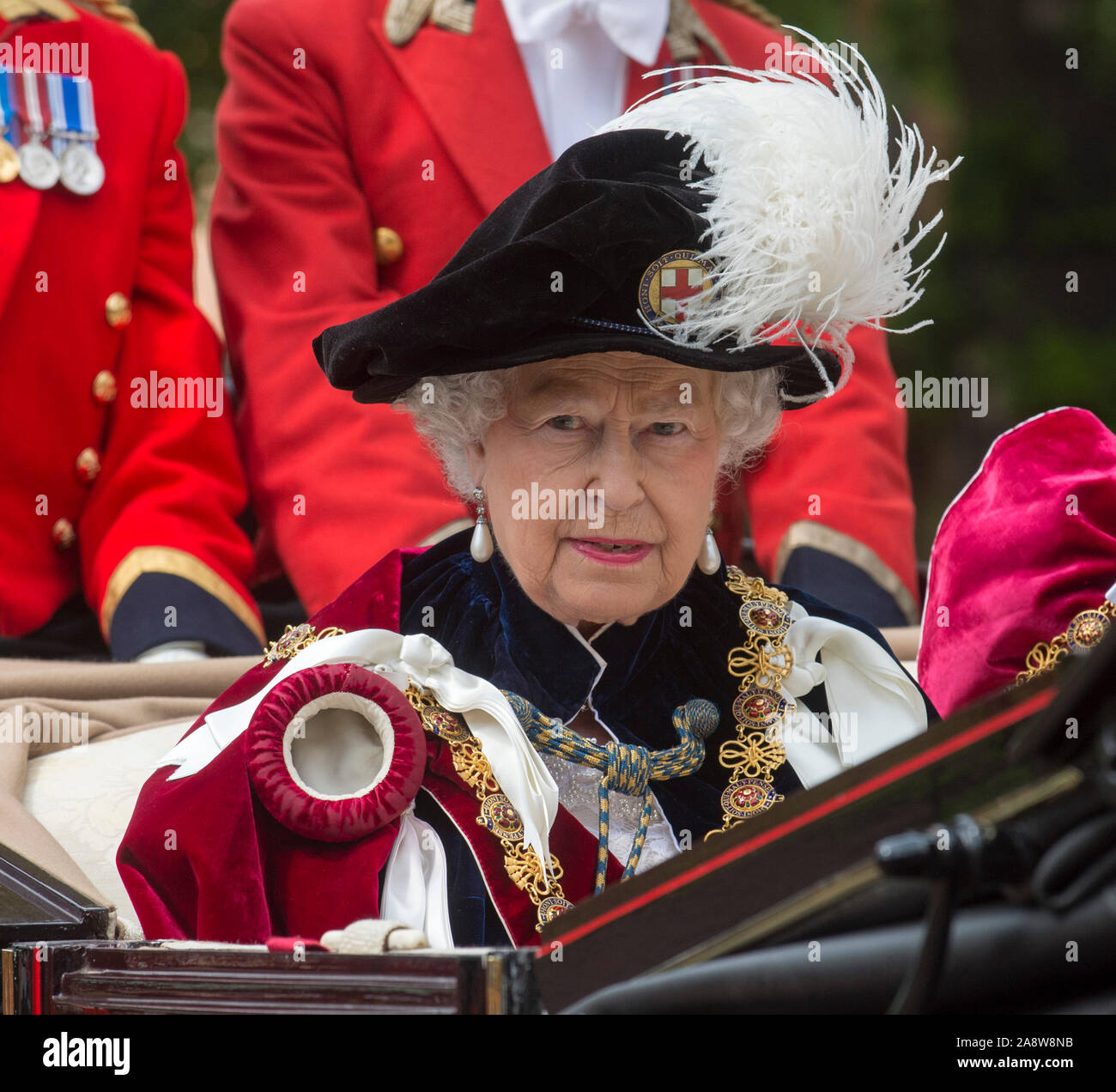 HM the Queen and other members of the Royal family attend the Order of the Garter Ceremony at