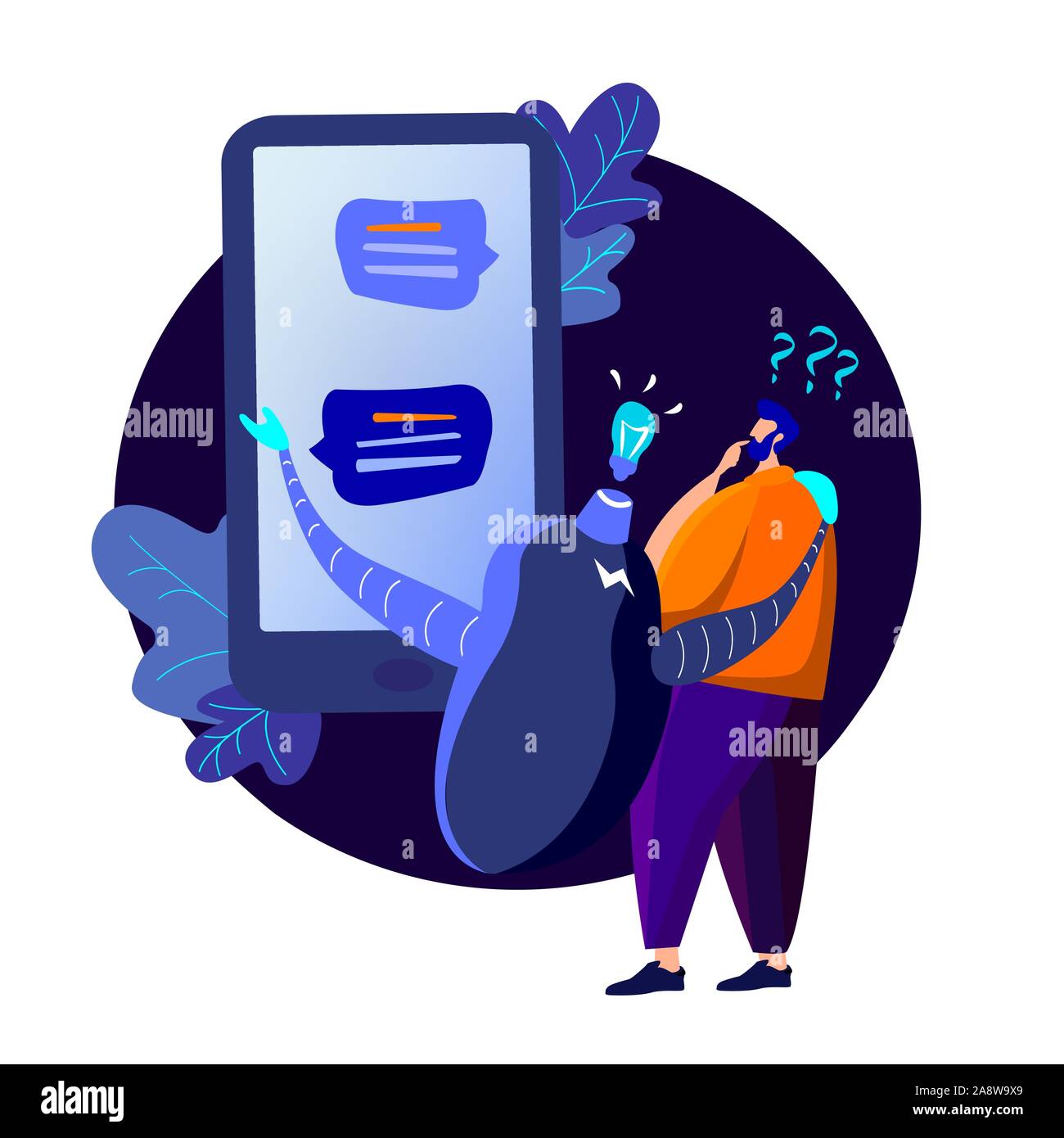 Customer User Man Chatting With Chatbot Application Online Infrormation Artificial Intelligence Chat Bot And Future Marketing Stock Vector Image Art Alamy Customer User Man Chatting With Chatbot Application Online Infrormation Artificial Intelligence Chat Bot And Future Marketing Stock Vector Image Art Alamy