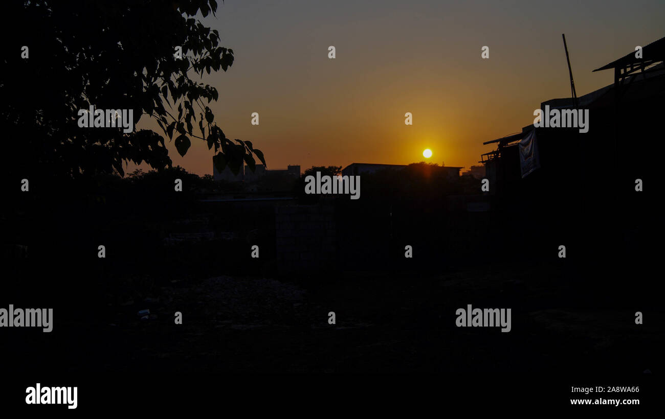 Scene of sunset cloudy sky background landscape Stock Photo - Alamy
