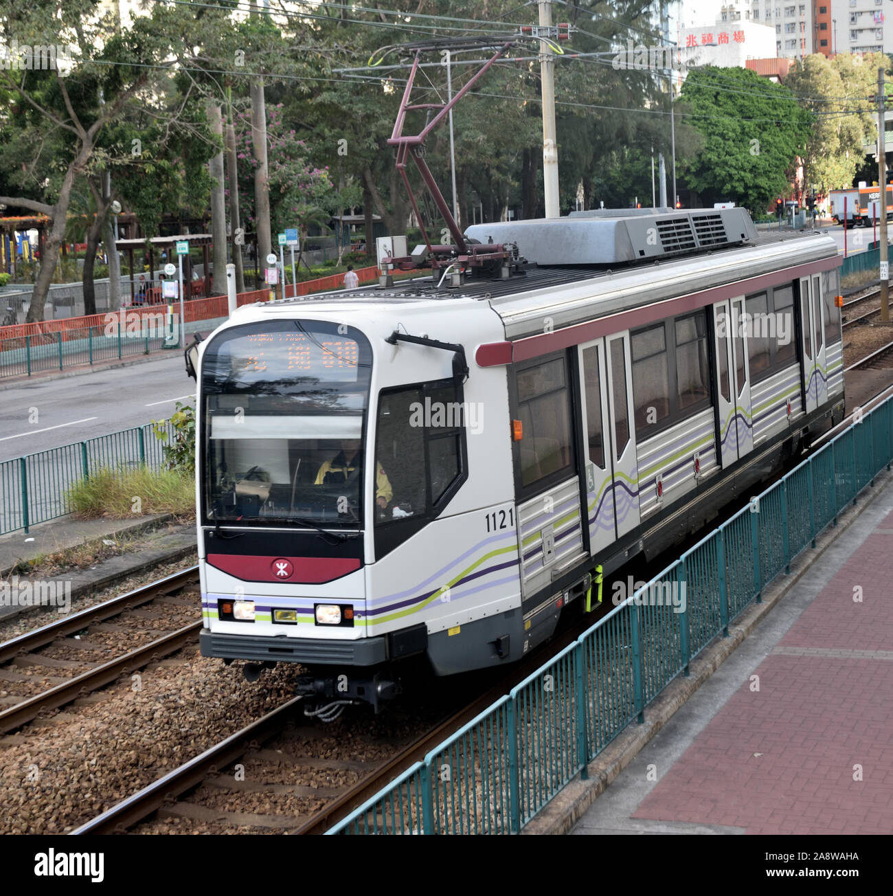 Light Rail tram in Tuen Mun Stock Photo