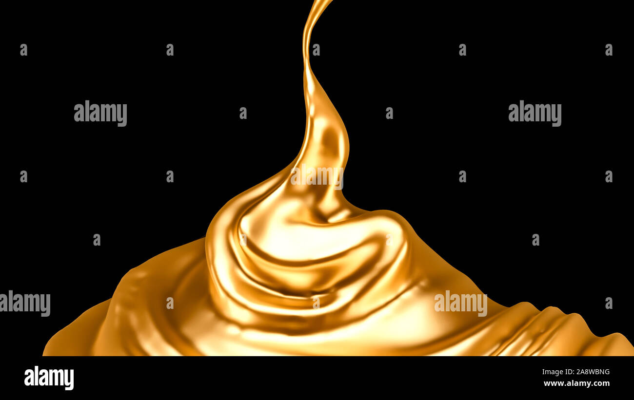 Splash gold black background. 3d rendering 3d illustration Stock Photo ...