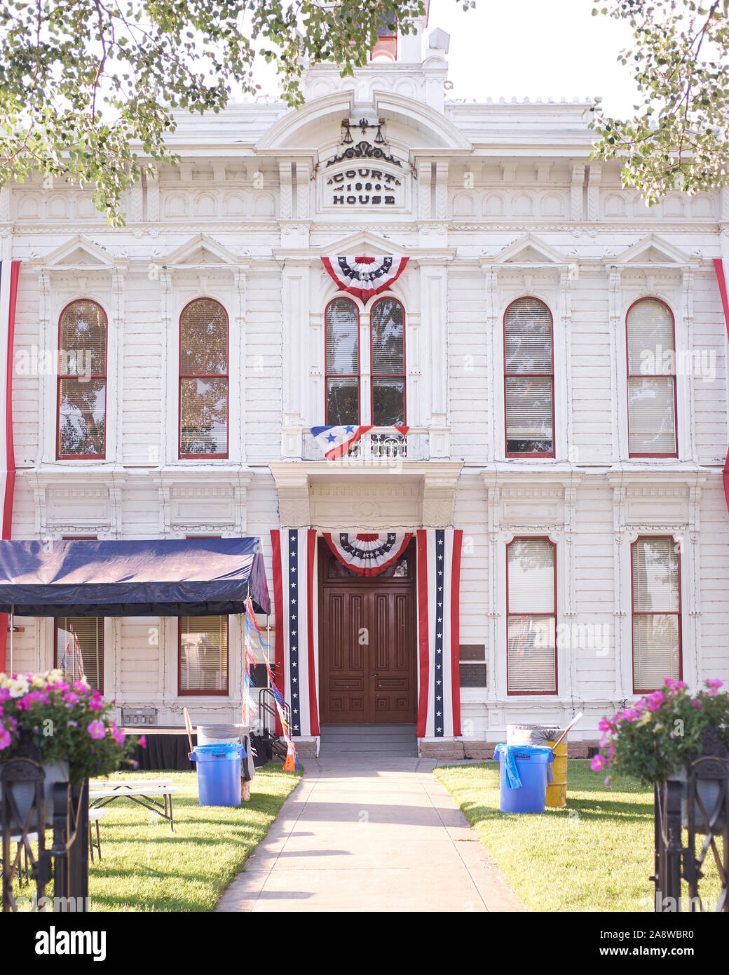 The Courthouse in the town of Bridgeport, California, is prepared for