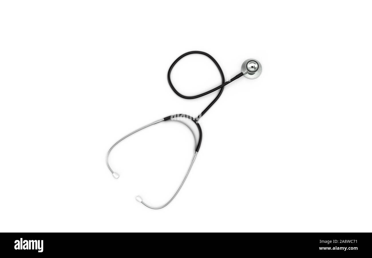 3D Stethoscope against white background with real drop shadow to