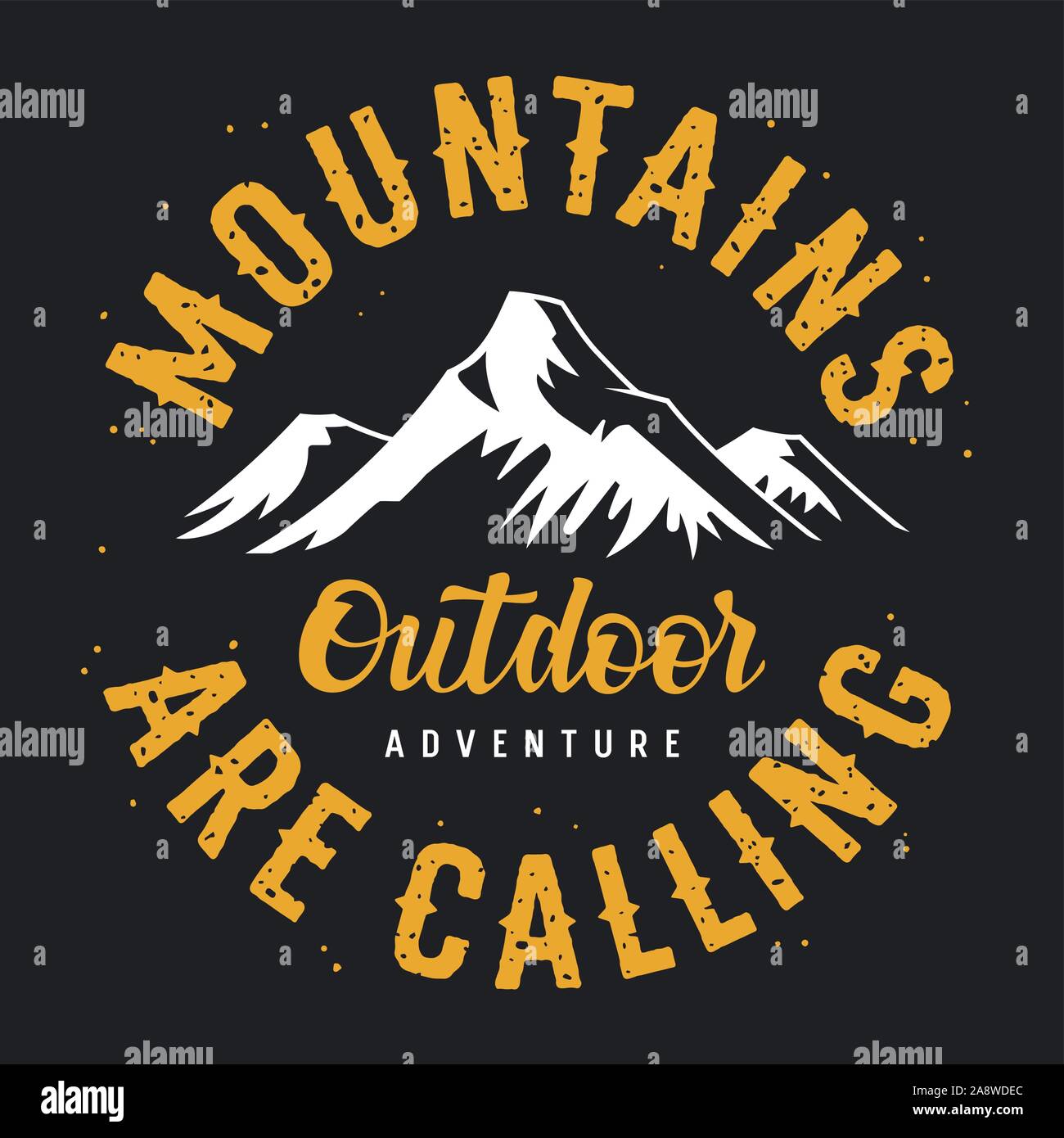 Mountain illustration. Outdoor adventure vector graphics for t-shirt design Stock Vector