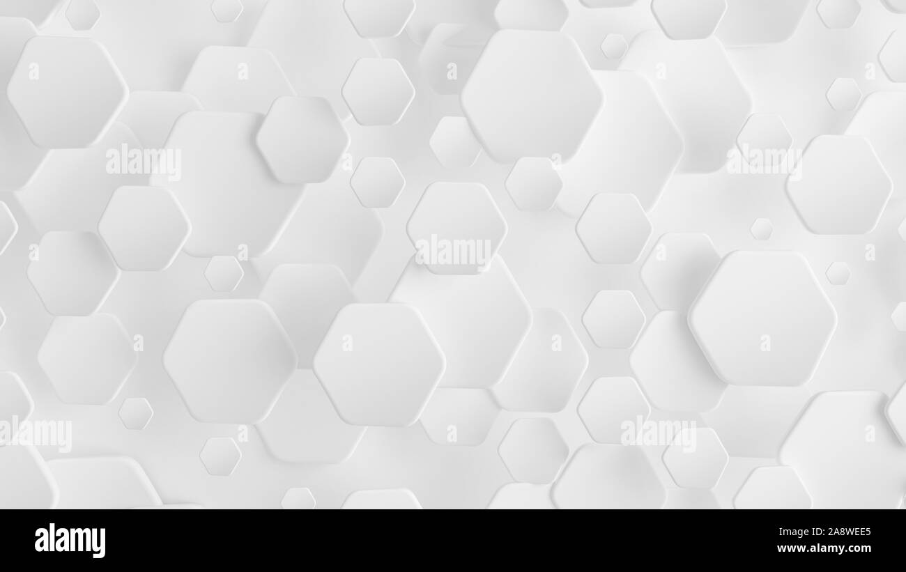 White hexagon background. 3d rendering 3d illustration Stock Photo - Alamy