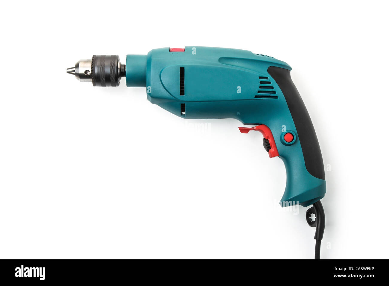 Manual electric drill isolated on white background Stock Photo