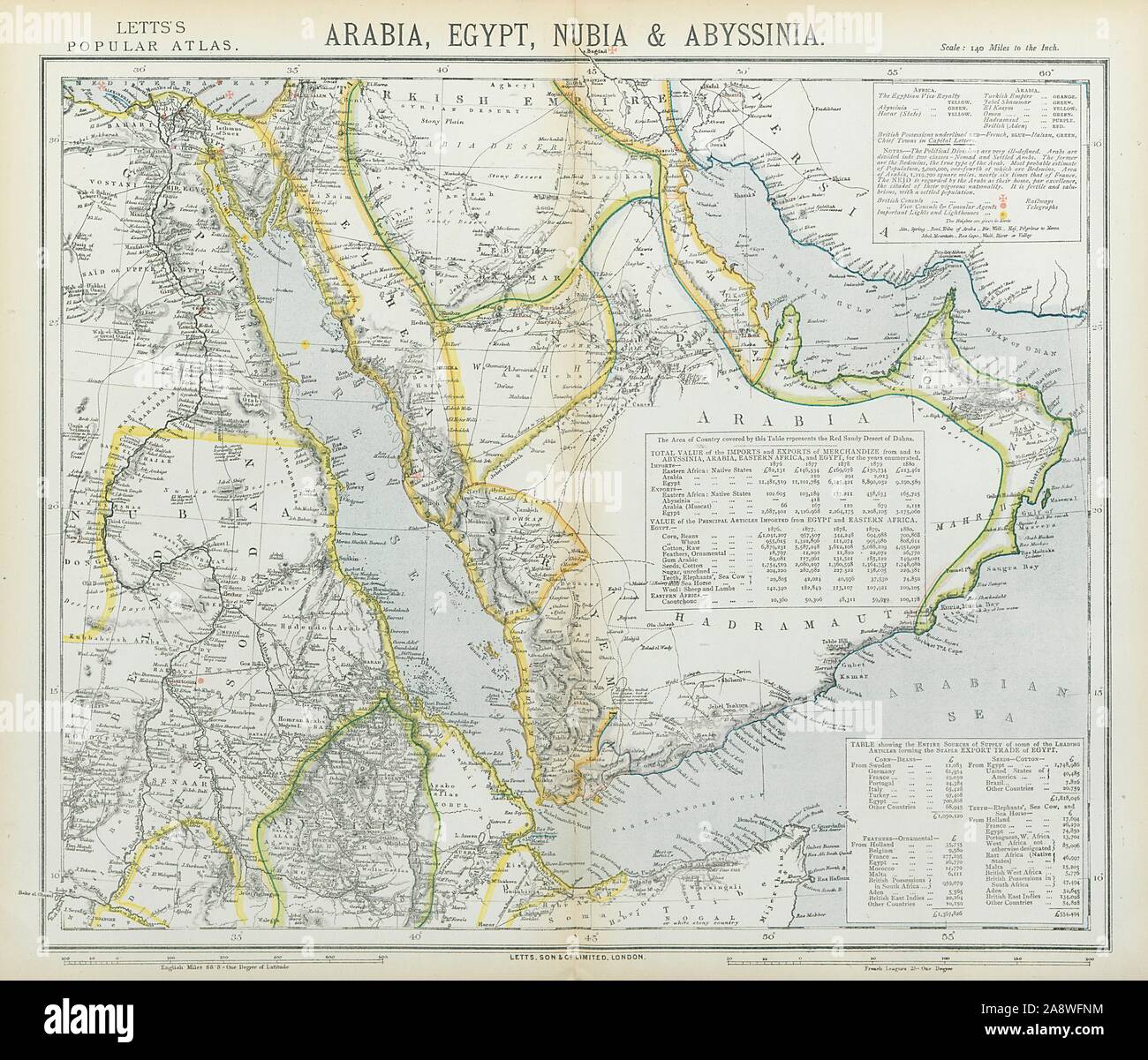 Arabia Deba Dubai Abothubi Abu Dhabi Katar Qatar Grane Kuwait Letts 1883 Map Stock Photo Alamy