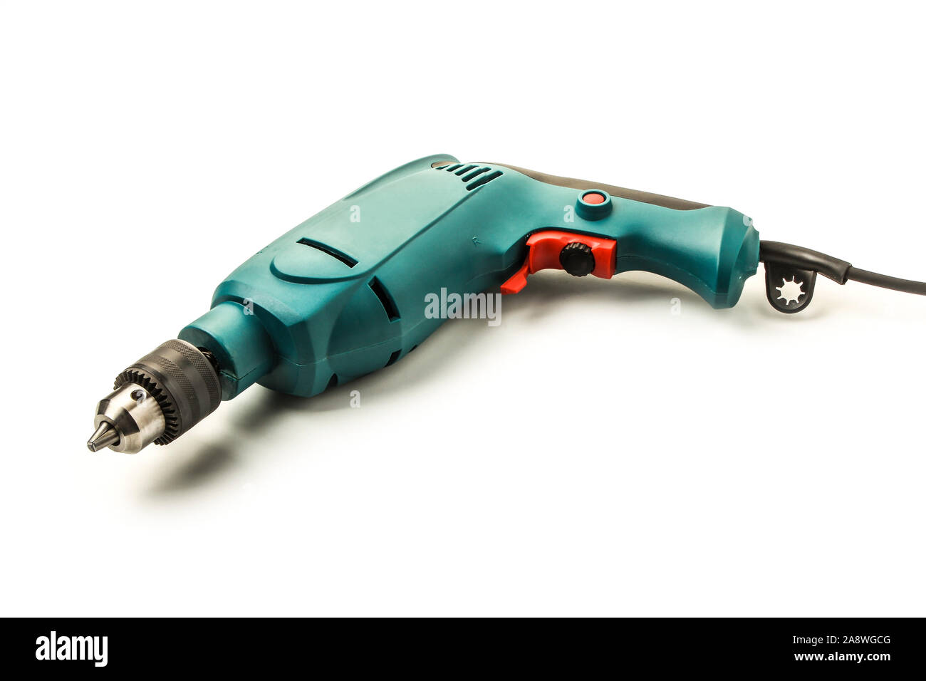 Manual electric drill isolated on white background Stock Photo