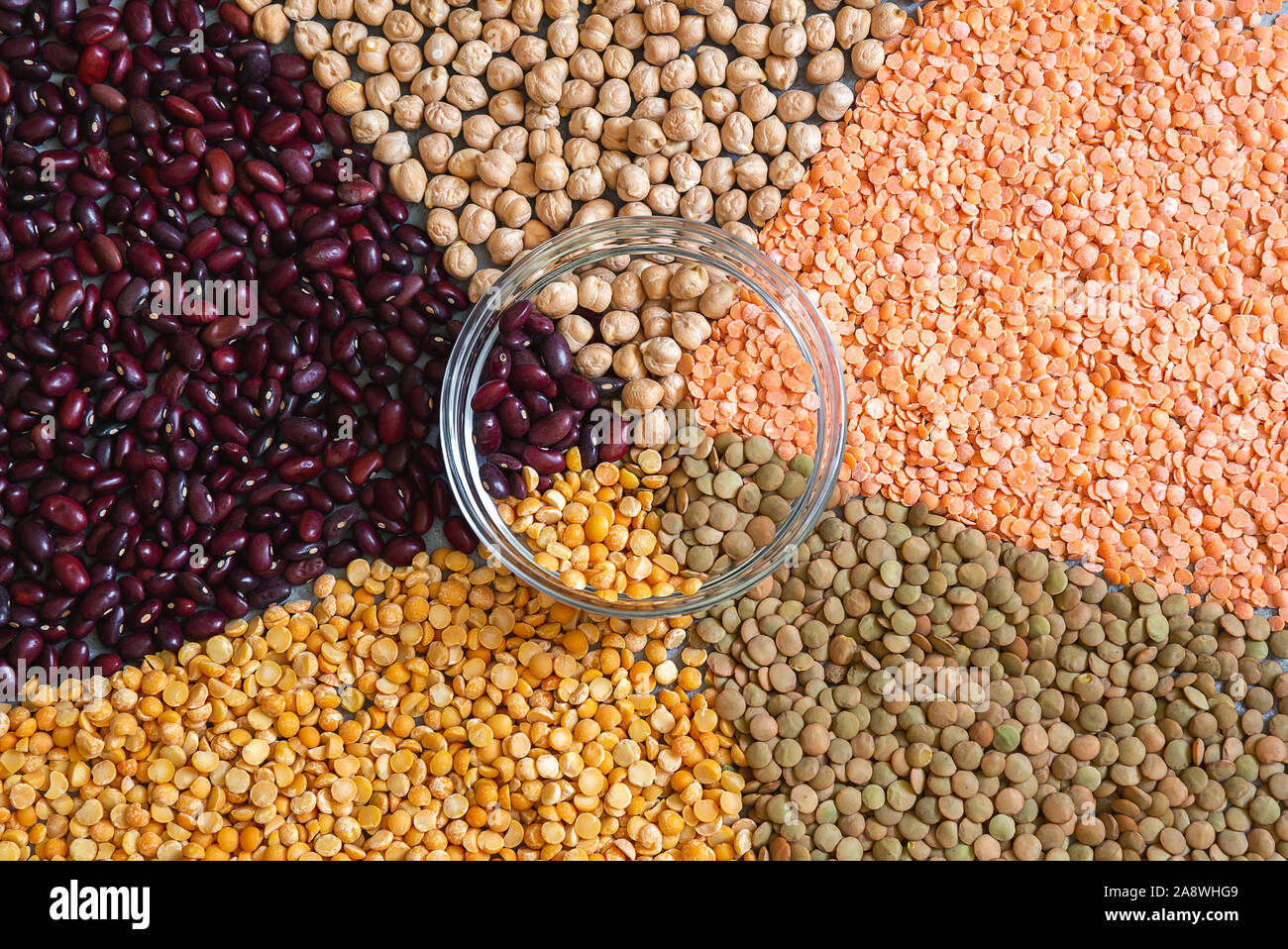 Geometric patterns of various colorful dried legumes beans for ...