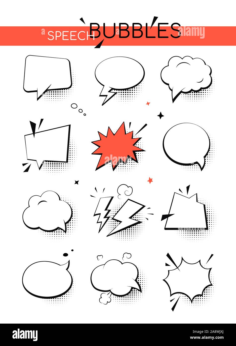 Speech bubbles collection - set of comic retro elements Stock Vector ...