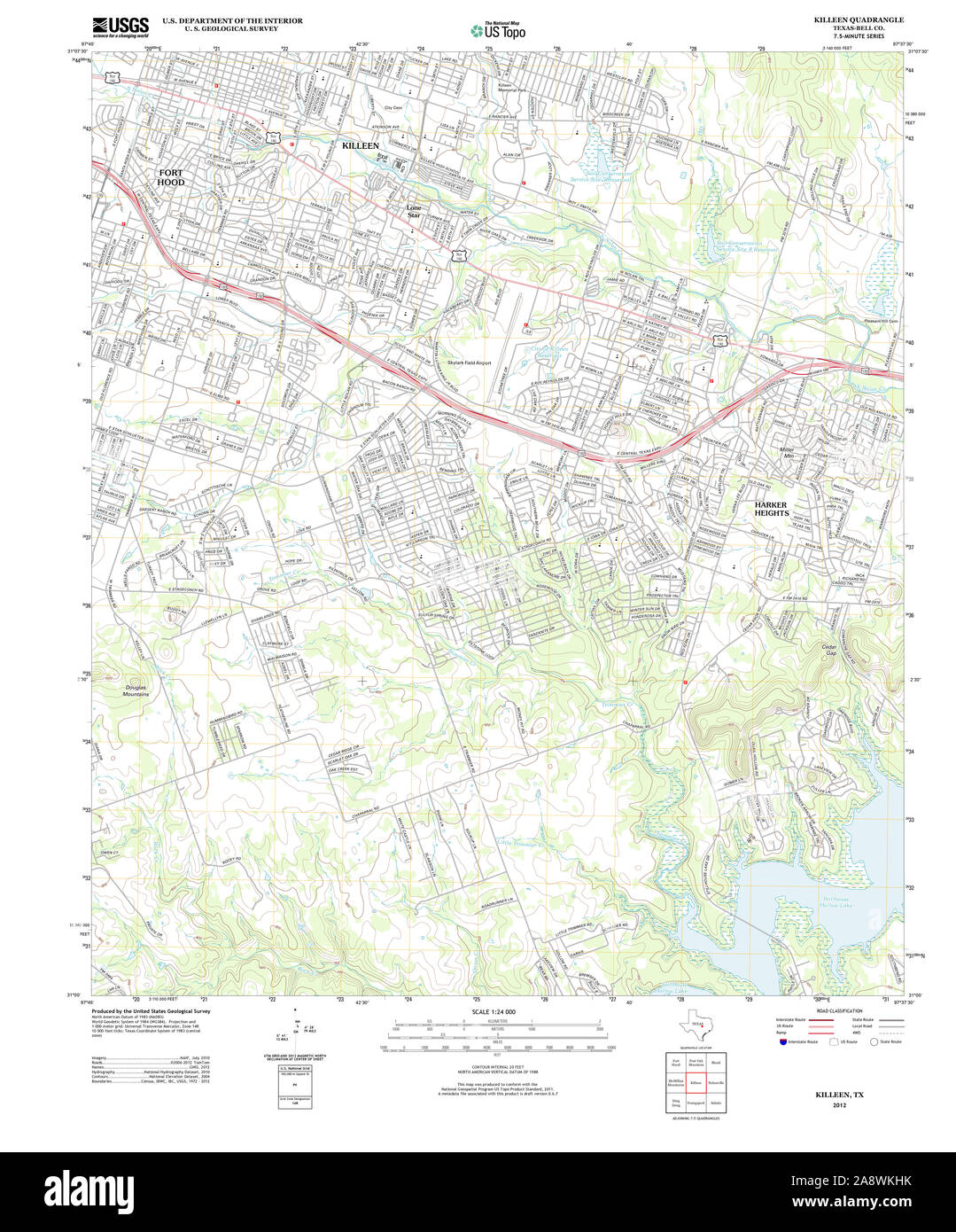 Map of killeen hi res stock photography - Usgs Topo Map Texas Tx Killeen 20121206 Tm Restoration 2A8WKHK