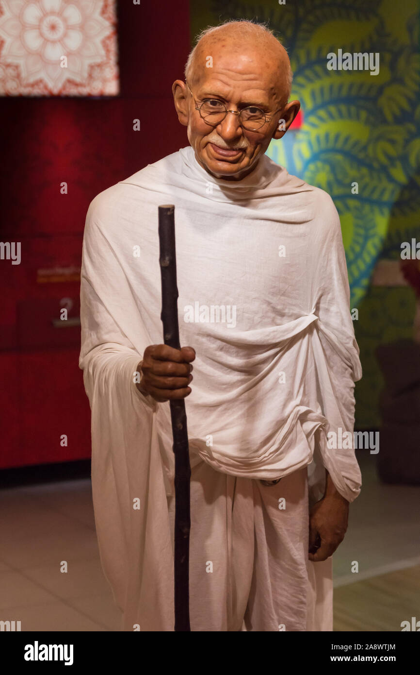 Bangkok,Thailand - November 1,2019 : Mahatma Gandhi wax figure display at Madame Tussauds Museum,Siam Discovery in Bangkok Thailand. Stock Photo