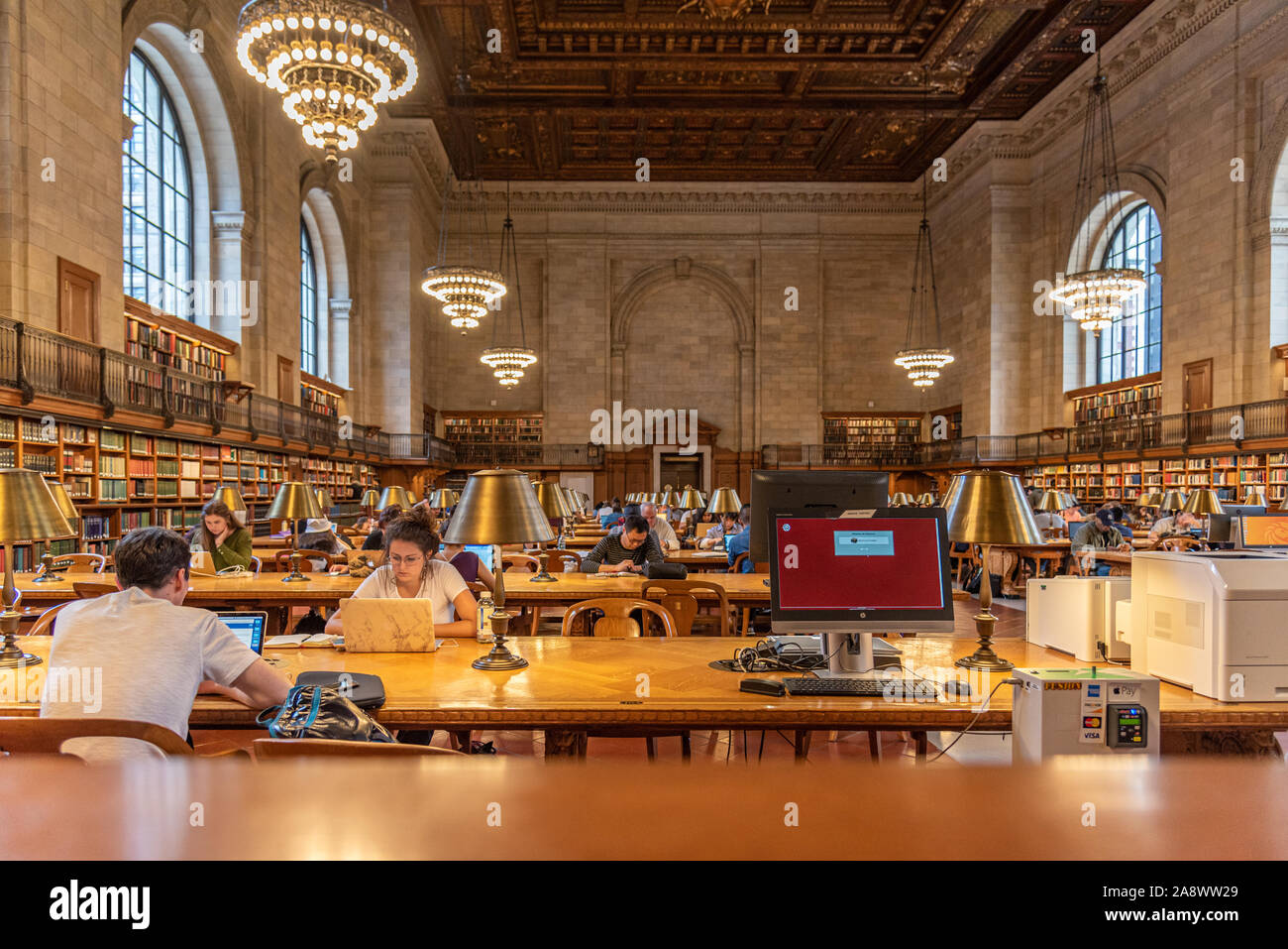 Manhattan, New York, UNITED STATES 12.9.2019 Library users at the Rose Main Reading Room in New York Public Library Stock Photo