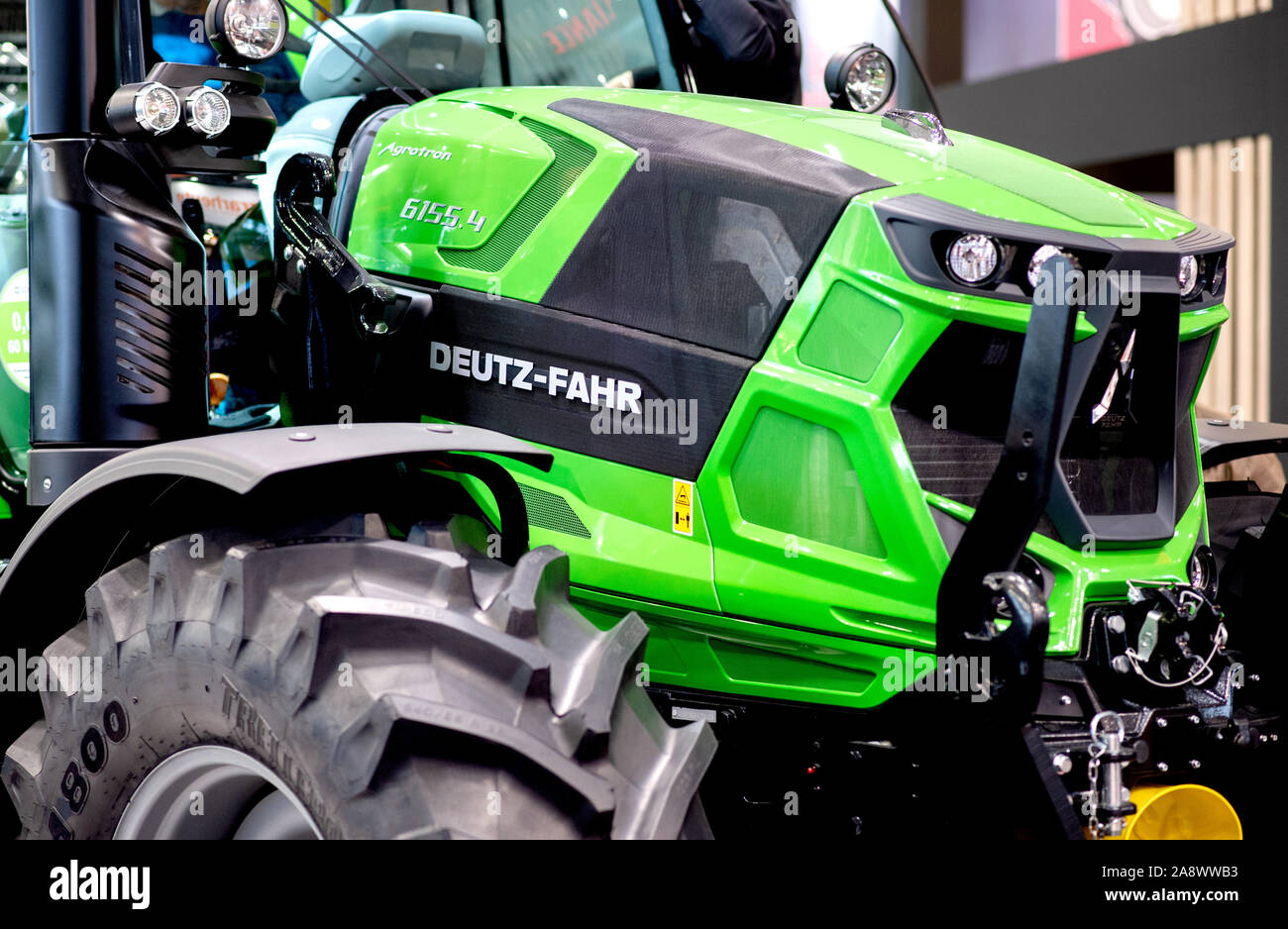 Hanover, Germany. 11th Nov, 2019. A tractor of the type 'Agrotron 6155.4' stands at the Deutz-Fahr stand at the Agritechnica agricultural technology fair in Hanover. Around 2,800 exhibitors will be presenting their latest products at the international exhibition for agricultural machinery from 10 to 16 November. Credit: Hauke-Christian Dittrich/dpa/Alamy Live News Stock Photo