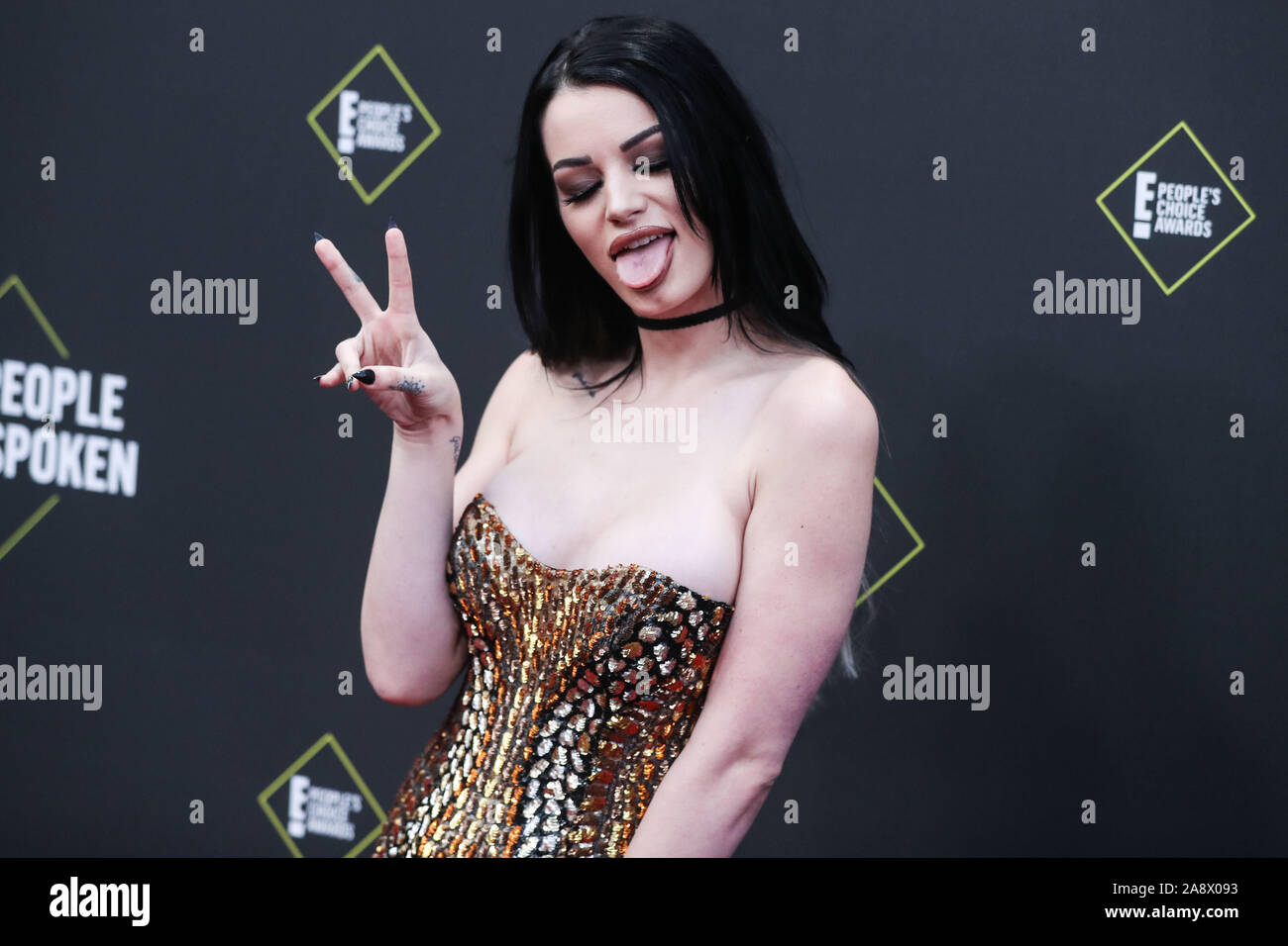 Wrester Paige - Saraya-Jade Bevis arrives at the 2019 E! People's Choice Awards held at Barker Hangar on November 10, 2019 in Santa Monica, Los Angeles, California, USA. (Photo by Xavier Collin/Image Press Agency) Stock Photo