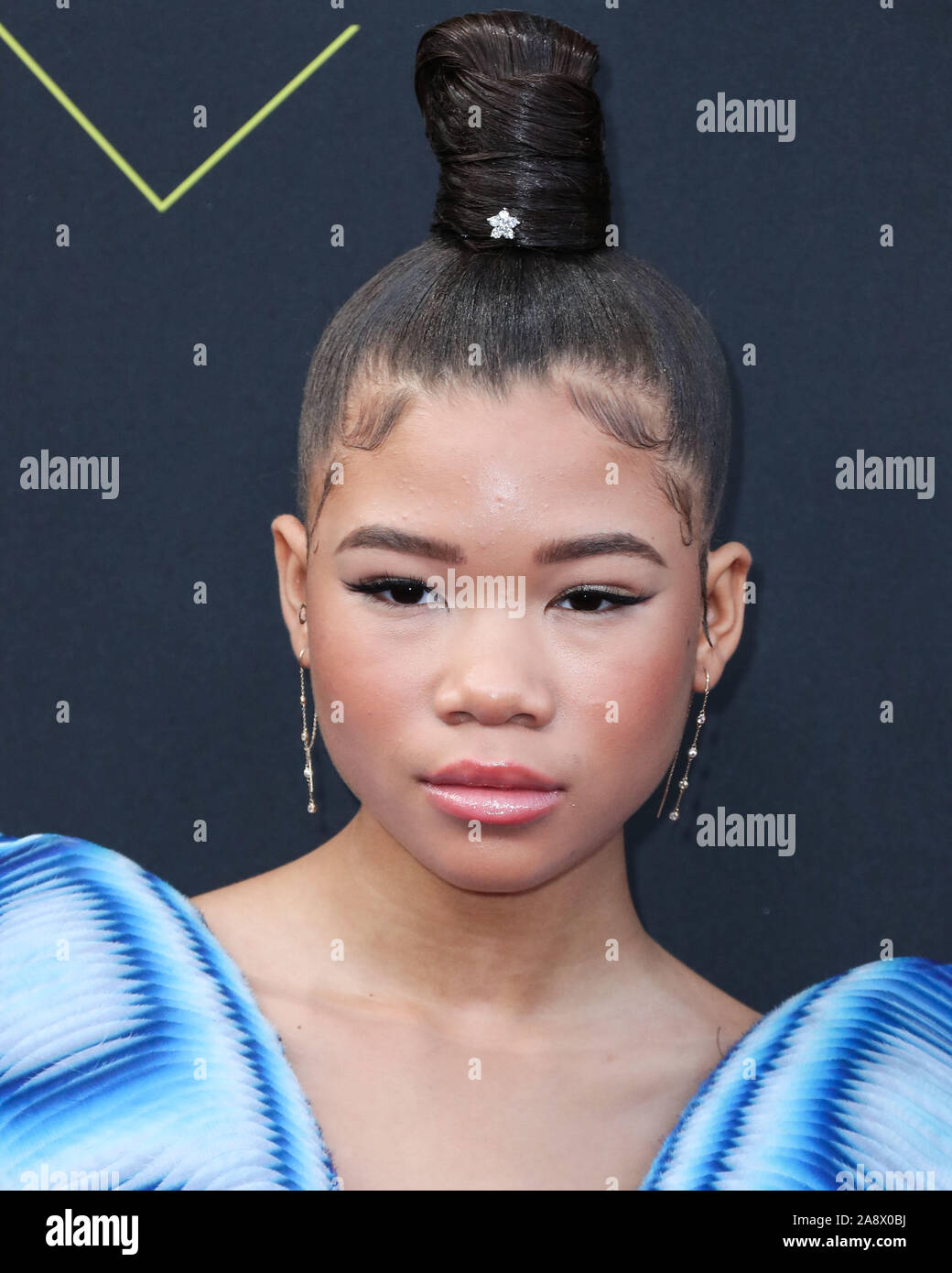 Actress Storm Reid wearing Iris Van Herpen arrives at the 2019 E