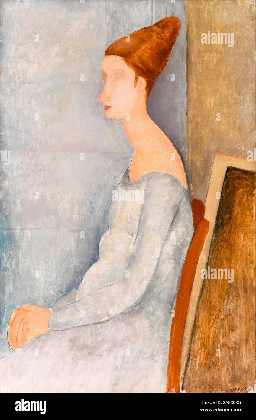 Amedeo Modigliani, painting, Portrait of Jeanne Hébuterne, 1918 Stock Photo