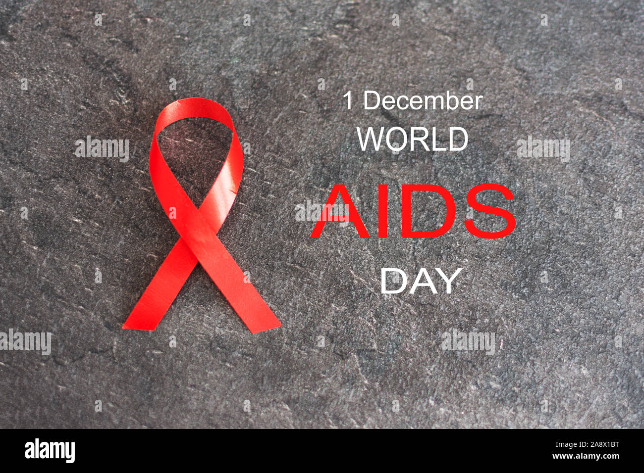 World aids day December 1 with red ribbon, campaign help people with ...