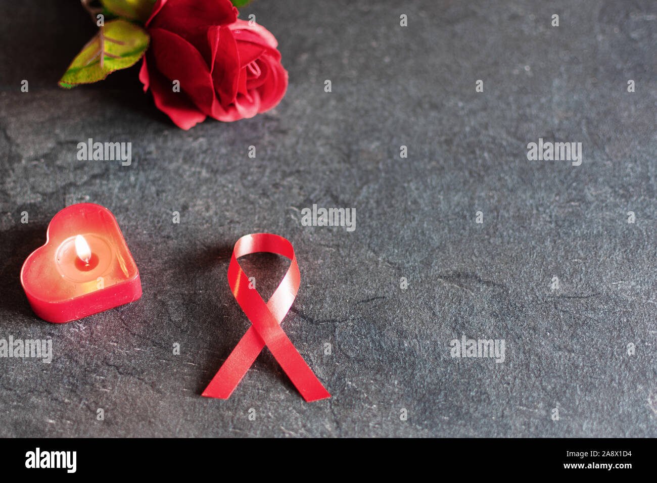 World aids day December 1 with red ribbon, campaign help people with ...