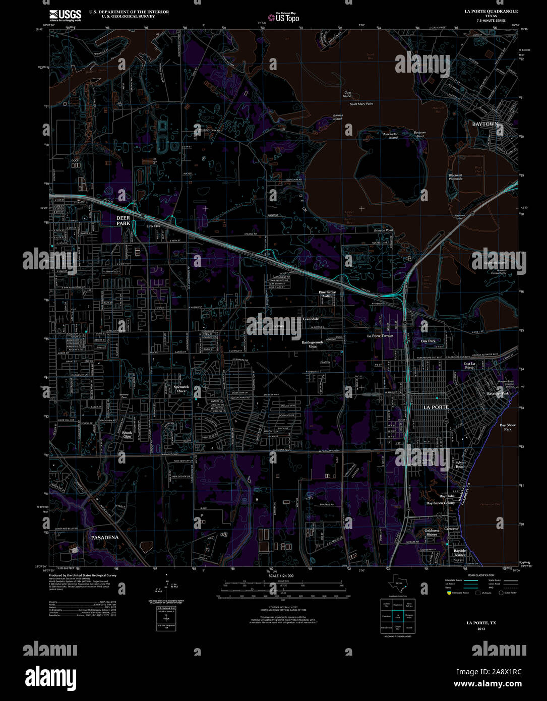 La porte texas hi res stock photography - Usgs Topo Map Texas Tx La Porte 20130205 Tm Inverted Restoration 2A8X1RC