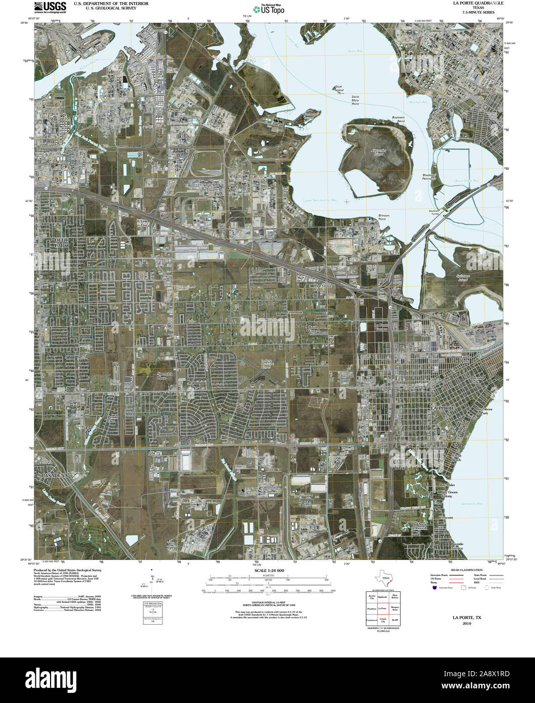 La porte map hi res stock photography - Usgs Topo Map Texas Tx La Porte 20100609 Tm Restoration 2A8X1RD