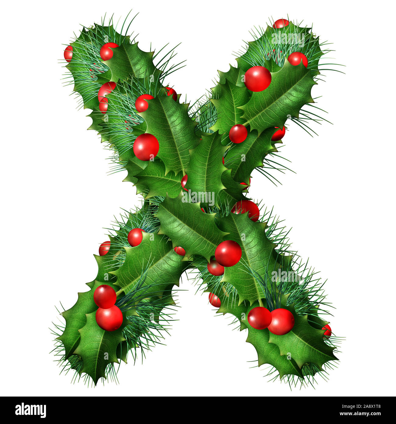 Holiday font letter B as a festive winter season decorated garland as a  Christmas or New Year seasonal alphabet lettering isolated on a white Stock  Photo - Alamy