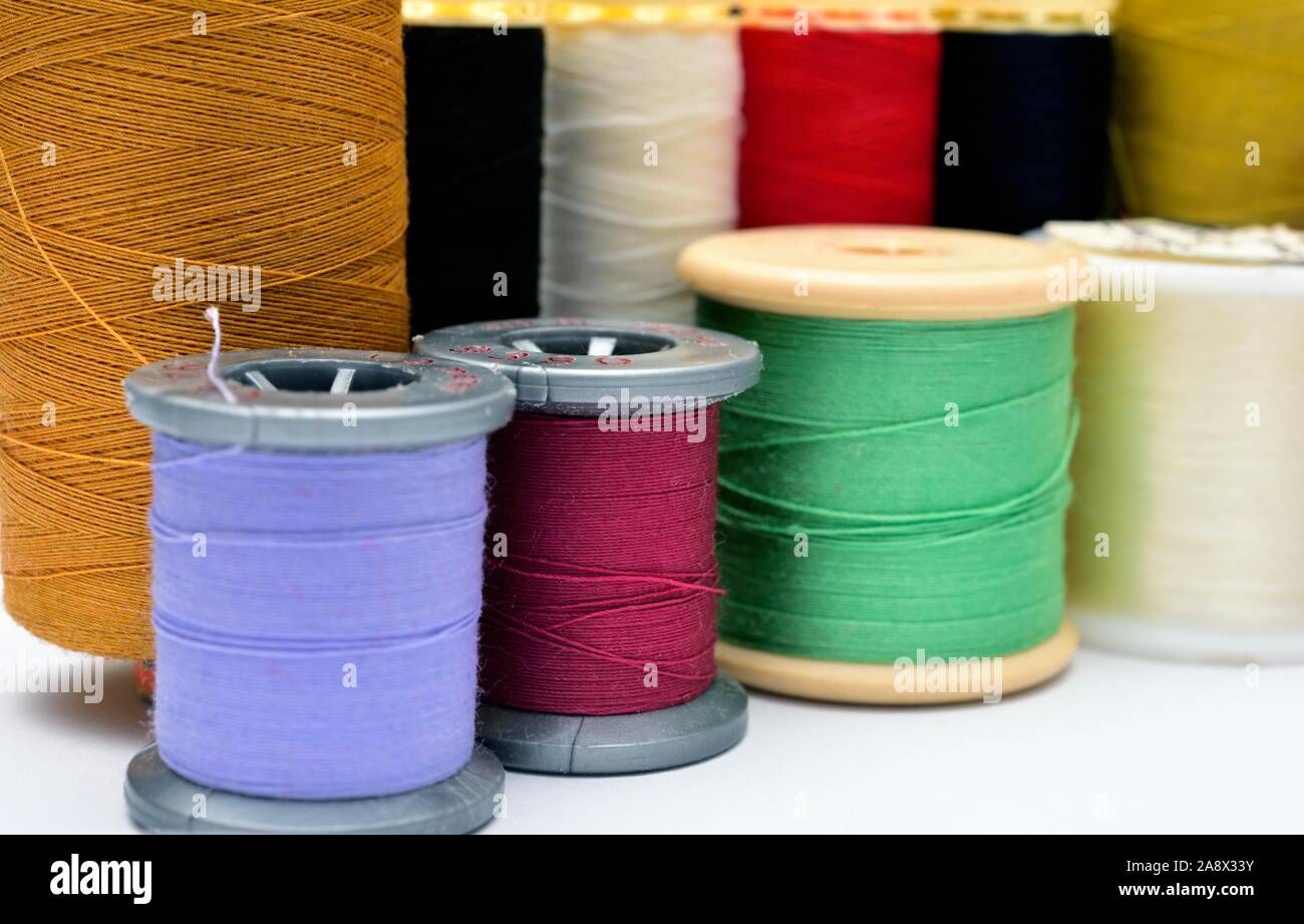 sewing thread bobbins Stock Photo Alamy