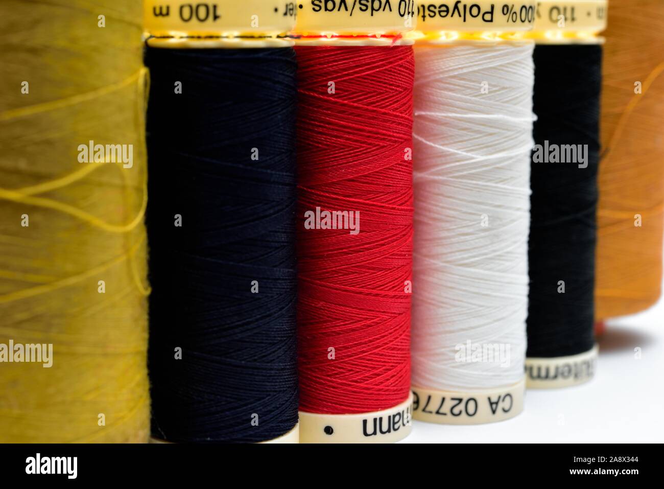 sewing thread bobbins Stock Photo Alamy